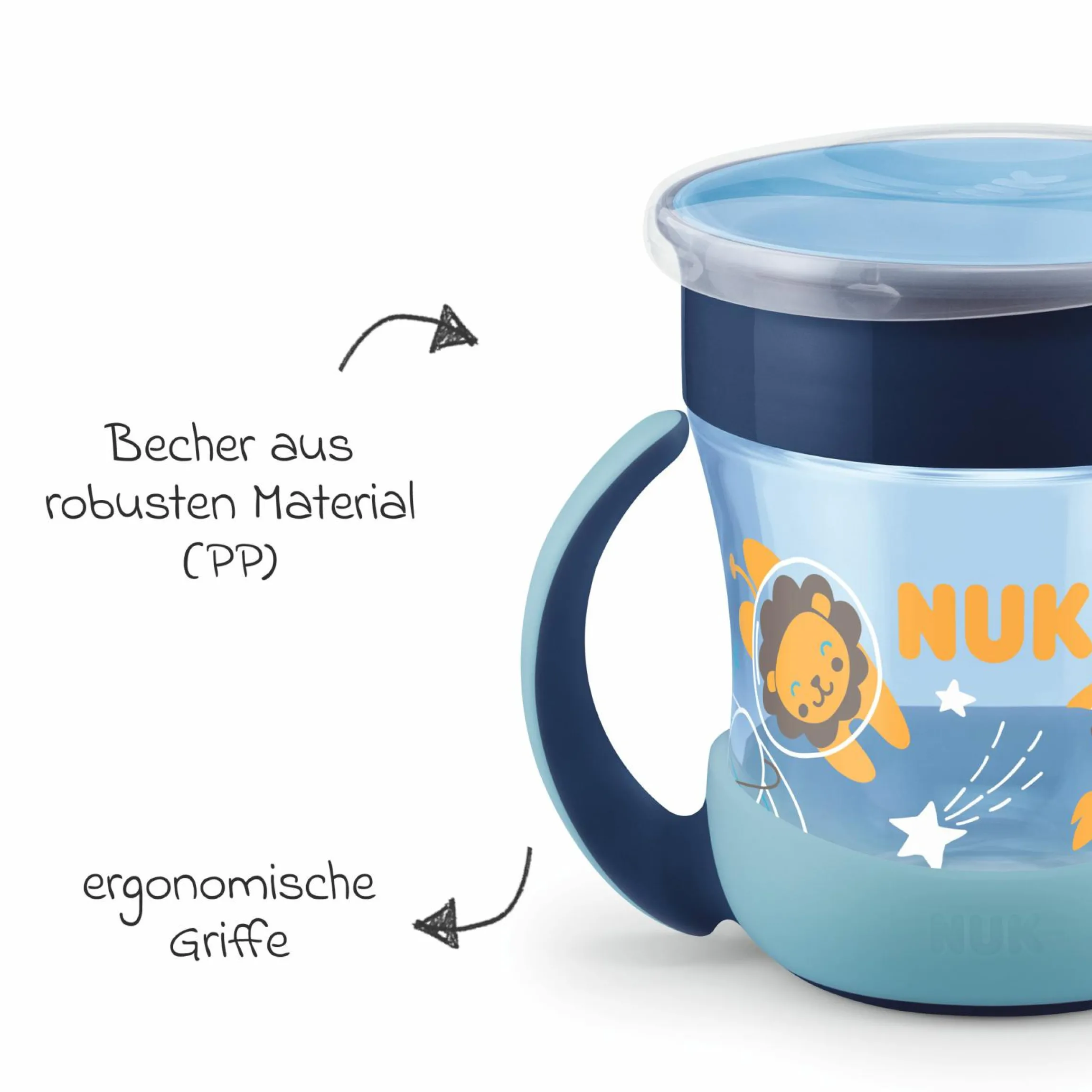 Trinklern-Becher Mini Magic Cup 160 ml - Glow in the Dark - Blau