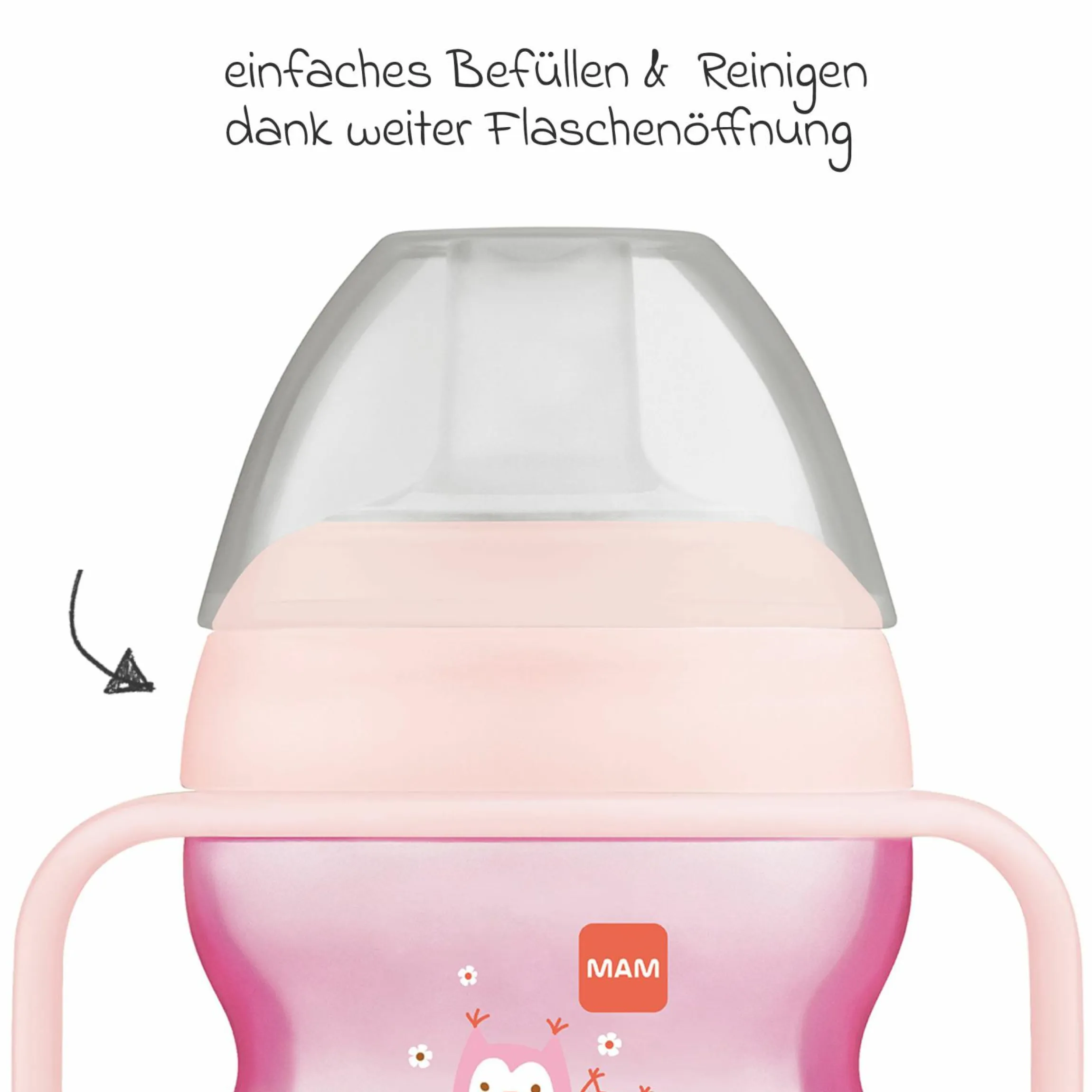 Trinklernbecher Starter Cup 150 ml + Silikon-Schnabel - Eule - Rosa
