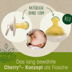 Trinksauger 2er Pack Cherry green - Latex Gr. S - langsamer Nahrungsfluss