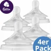 Trinksauger 4er Pack Natural Response - Silikon für dickflüssige Nahrung - 6M+