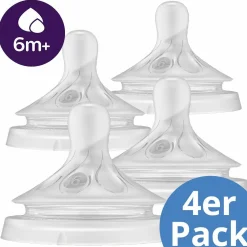 Trinksauger 4er Pack Natural Response - Silikon für dickflüssige Nahrung - 6M+