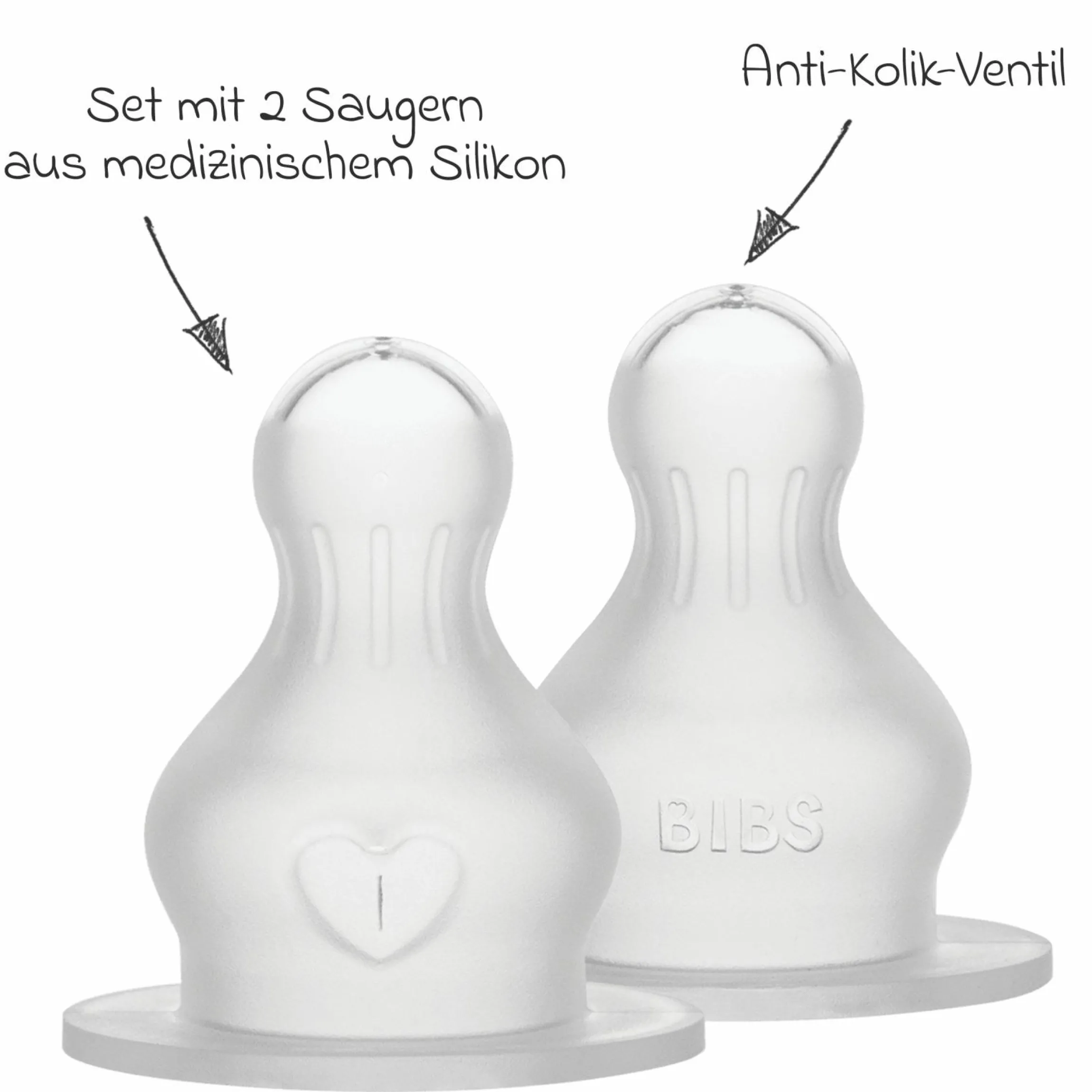 Trinksauger 2er Pack Silikon Bottle Nipple - langsamer Nahrungsfluss