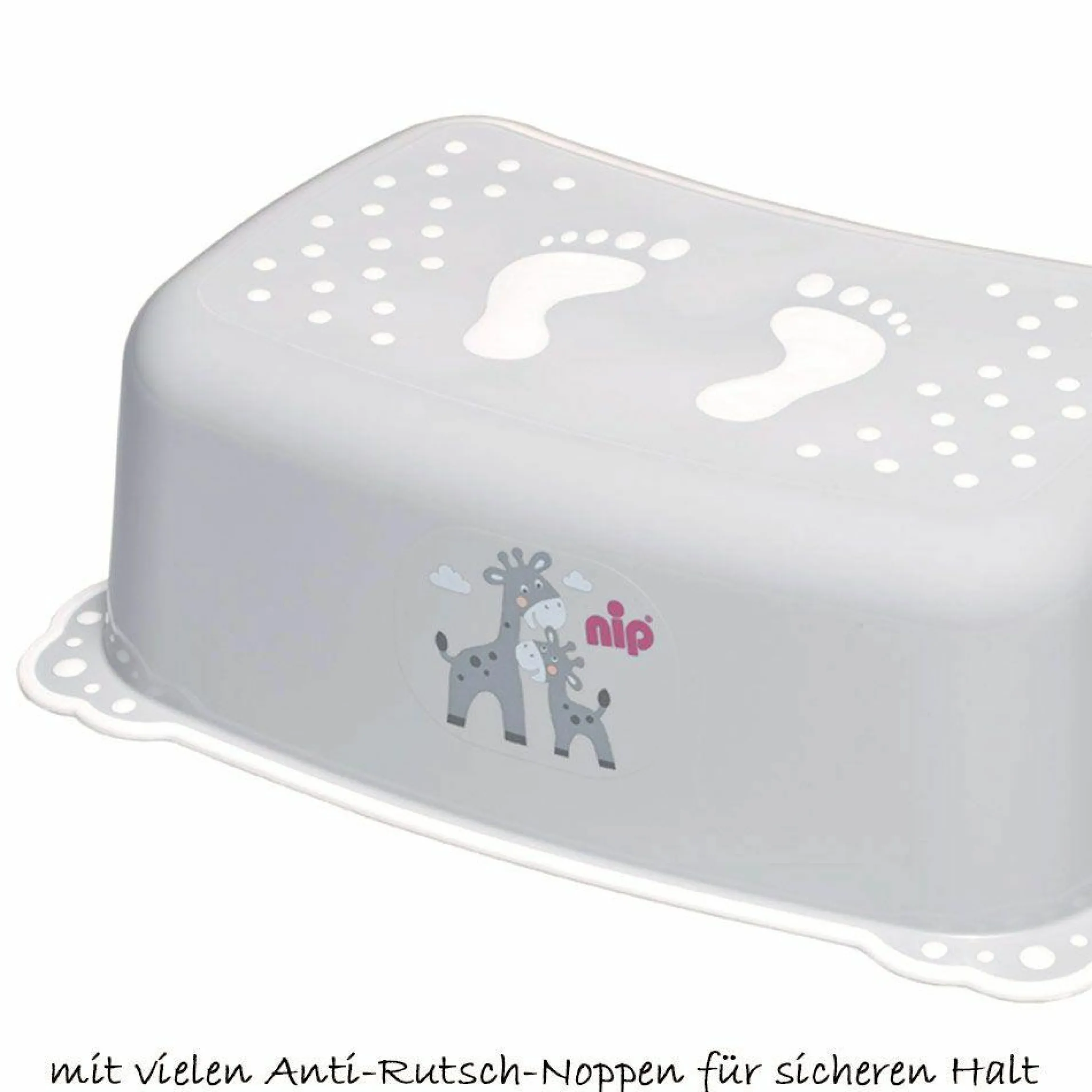 Tritthocker - Giraffe - Grau