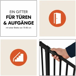 Türschutzgitter / Treppenschutzgitter Open N Stop 2 (75-80 cm) - Black
