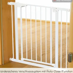 Türschutzgitter / Treppenschutzgitter Autoclose (75 bis 82 cm) zum Klemmen ohne bohren, schließt selbsständig - Schwarz