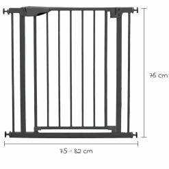 Türschutzgitter / Treppenschutzgitter Autoclose (75 bis 82 cm) zum Klemmen ohne bohren, schließt selbsständig - Schwarz