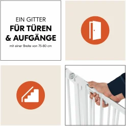 Türschutzgitter / Treppenschutzgitter Open N Stop 2 (75-80 cm) - White