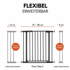 Türschutzgitter / Treppenschutzgitter Clear Step 2 (75-80 cm) - Black