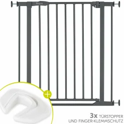 Türschutzgitter / Treppenschutzgitter Clear Step 2 + Türstopper 3er Pack - Dark Grey
