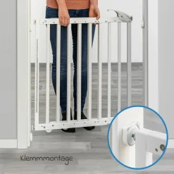 Türschutzgitter / Treppenschutzgitter (63 bis 106 cm) zum Klemmen oder Schrauben - Weiß