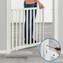 Türschutzgitter / Treppenschutzgitter (63 bis 106 cm) zum Klemmen oder Schrauben - Weiß