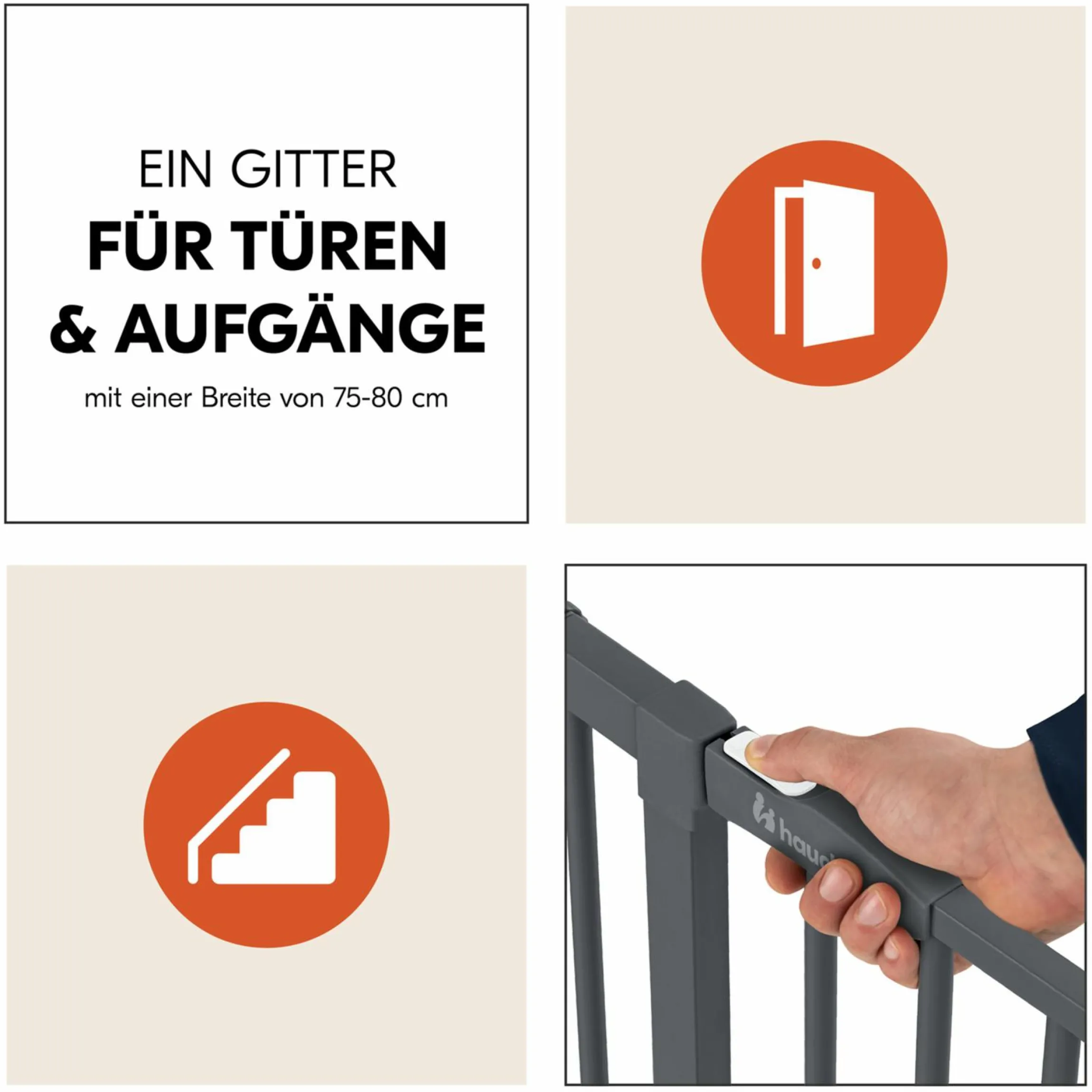 Türschutzgitter / Treppenschutzgitter Clear Step 2 (75-80 cm) - Dark Grey