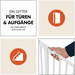 Türschutzgitter / Treppenschutzgitter Clear Step 2 (75-80 cm) inkl. 9 cm Verlängerung - White