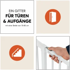 Türschutzgitter / Treppenschutzgitter Clear Step 2 (75-80 cm) - White