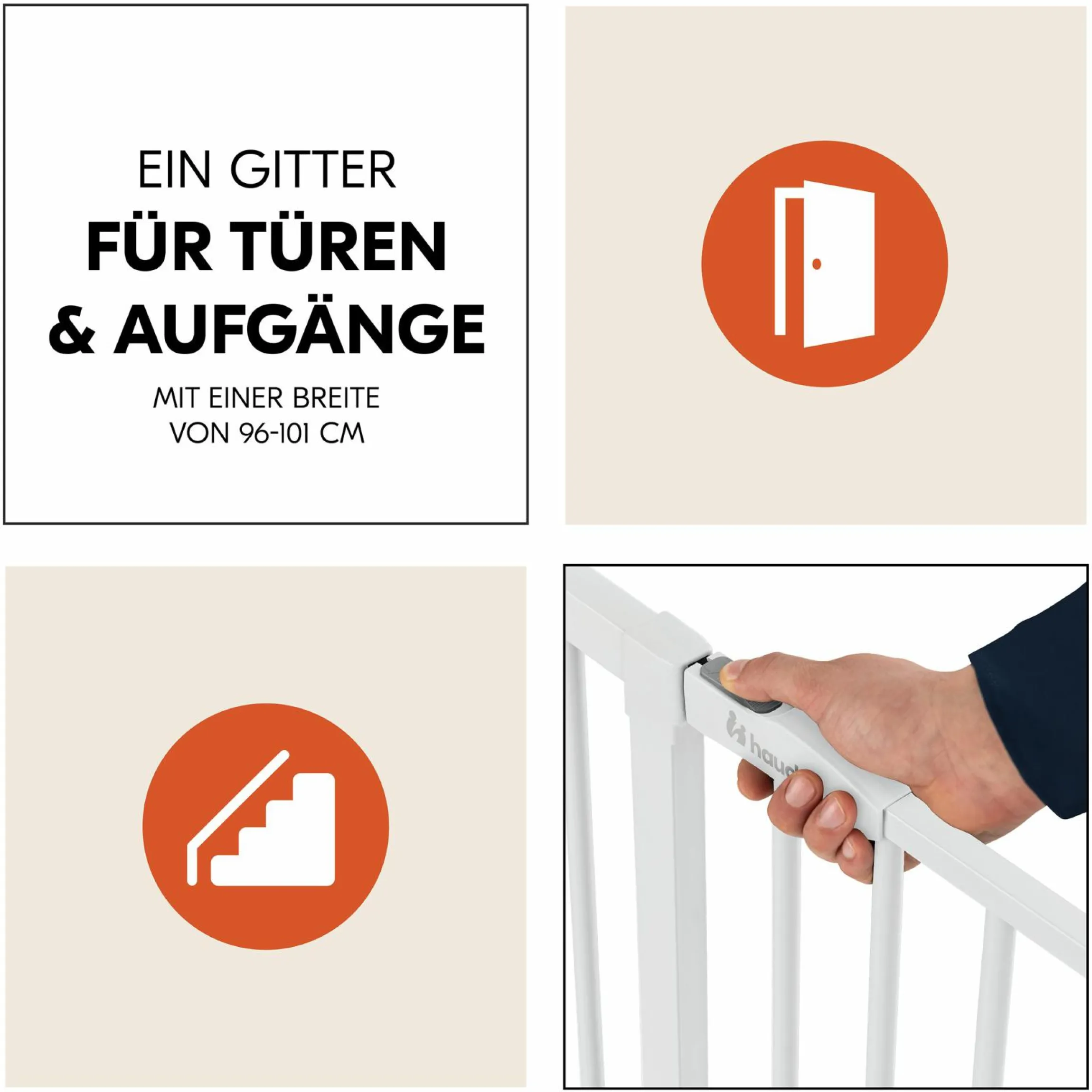 Türschutzgitter / Treppenschutzgitter Open N Stop 2 (75-80 cm) inkl. 21 cm Verlängerung - White
