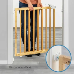 Türschutzgitter / Treppenschutzgitter (63 bis 106 cm) zum Klemmen oder Schrauben - Natur