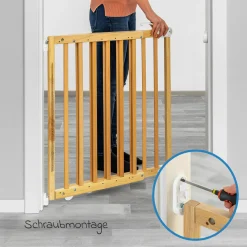 Türschutzgitter / Treppenschutzgitter (63 bis 106 cm) zum Klemmen oder Schrauben - Natur