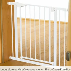 Türschutzgitter / Treppenschutzgitter Autoclose (75 bis 82 cm) zum Klemmen ohne bohren, schließt selbsständig - Weiß