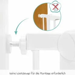 Türschutzgitter / Treppenschutzgitter Autoclose (75 bis 82 cm) zum Klemmen ohne bohren, schließt selbsständig - Weiß