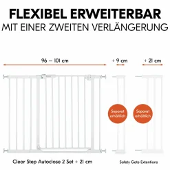 Türschutzgitter inkl. Verlängerung Clear Step Autoclose 2 Set + 21 cm - White