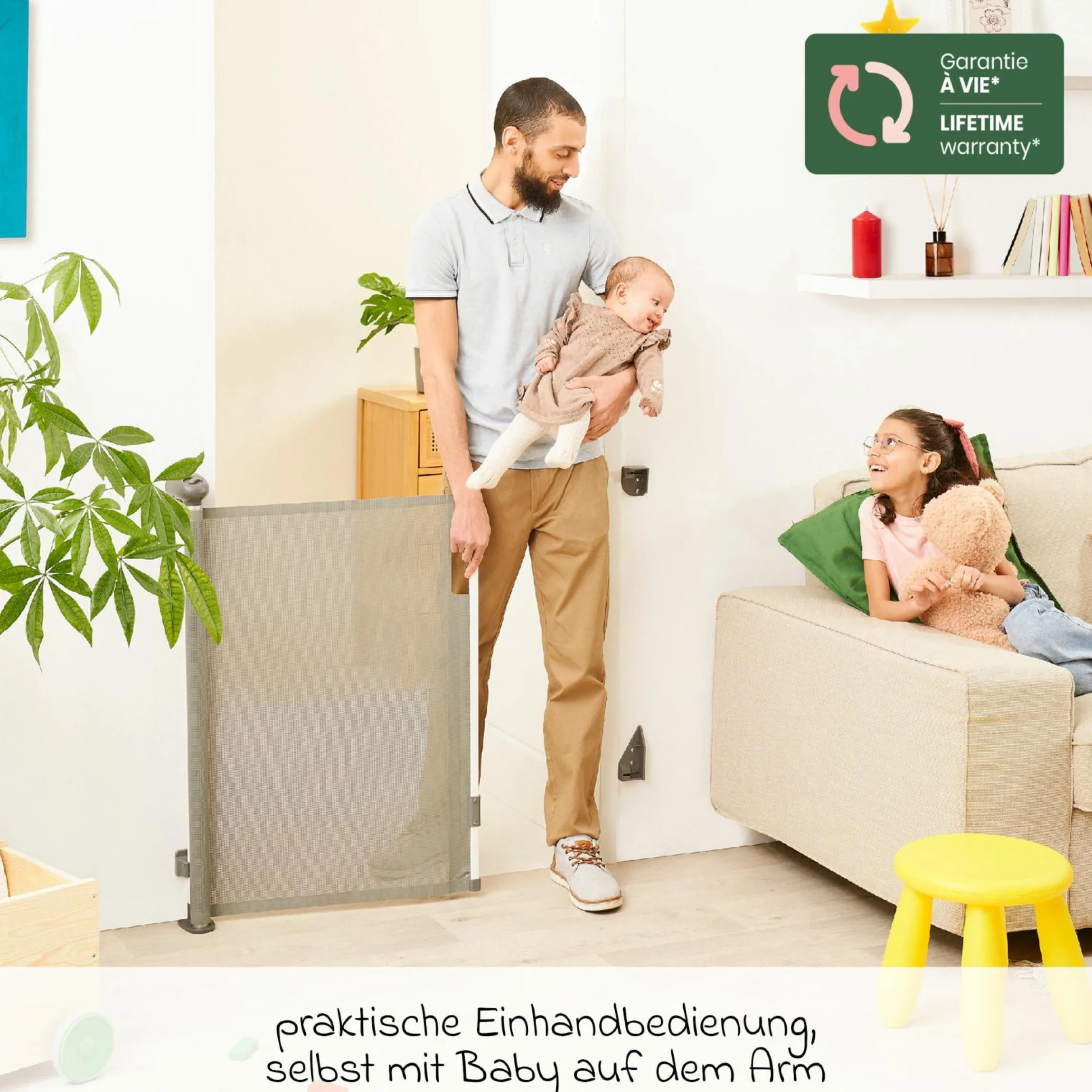 Türschutzgitter Safe & Roll (ausziehbar bis 140cm)