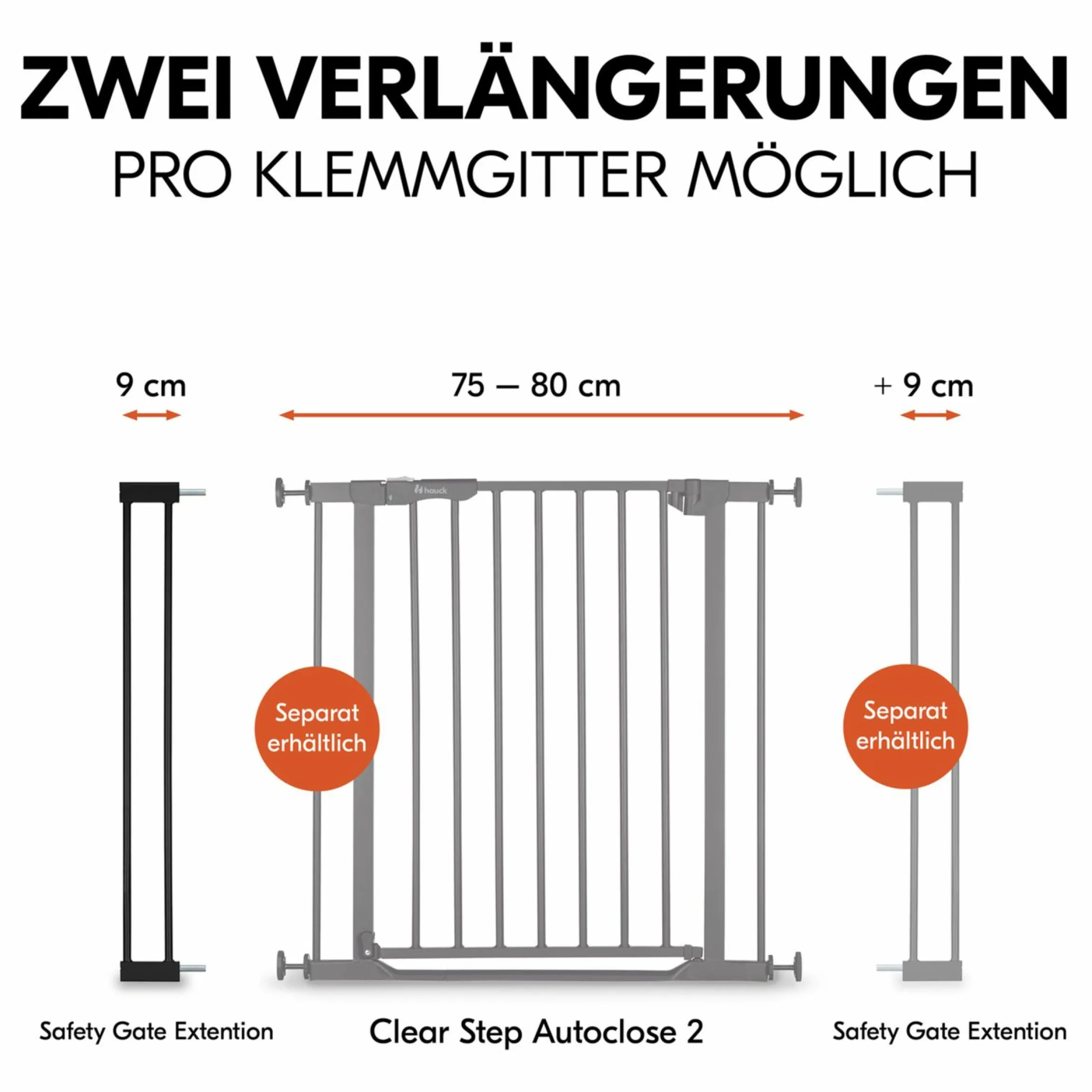 Türschutzgitter Verlängerung Safety Gate Extension 9 cm - passend für Hauck Schutzgitter - Black