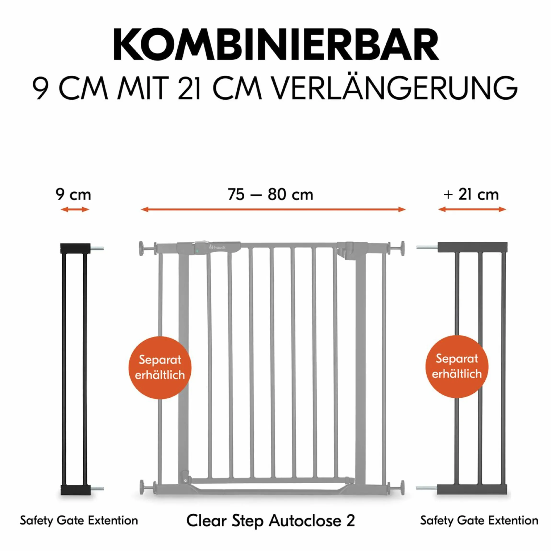 Türschutzgitter Verlängerung Safety Gate Extension 9 cm - passend für Hauck Schutzgitter - Black