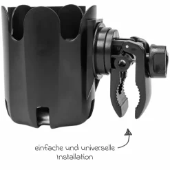 Universal Becher- und Smartphone-Halter für Kinderwagen und Buggys - Schwarz - Kollektion 2025