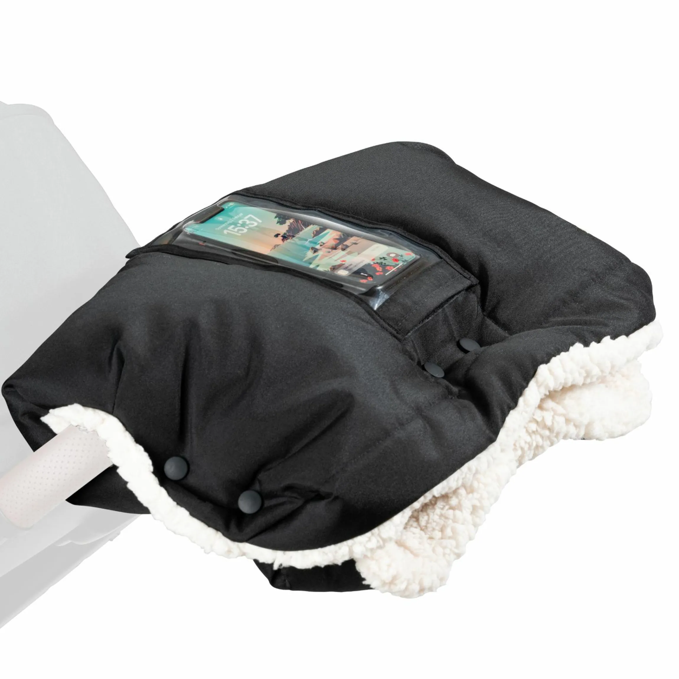 Universal Kinderwagen Handmuff / Handwärmer mit Handytasche - Black