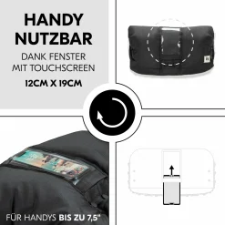 Universal Kinderwagen Handmuff / Handwärmer mit Handytasche - Black
