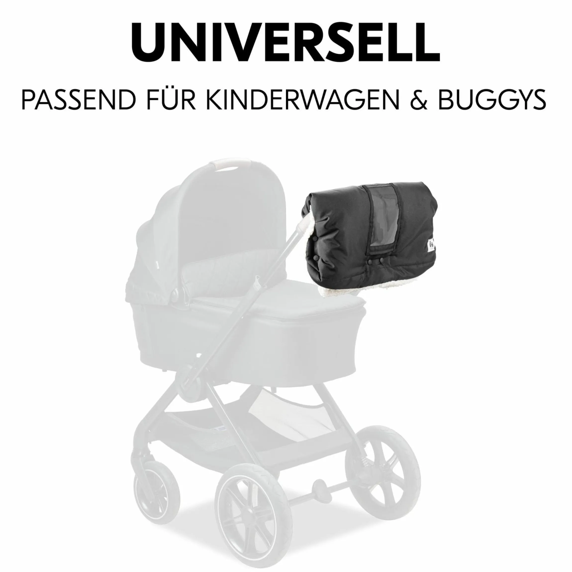 Universal Kinderwagen Handmuff / Handwärmer mit Handytasche - Black