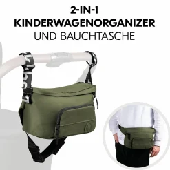 Universal Kinderwagen Organizer und Bauchtasche - Pushchair Hip Bag - Olive