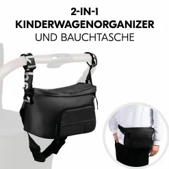 Universal Kinderwagen Organizer und Bauchtasche - Pushchair Hip Bag - Black