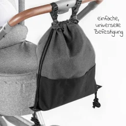 Universal Kinderwagen Tasche mit Staufächern und Rucksackfunktion - Grau Melange