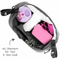 Universal Kinderwagen Tasche mit Staufächern und Rucksackfunktion - Grau Melange