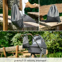 Universal Kinderwagen Tasche mit Staufächern und Rucksackfunktion - Grau Melange