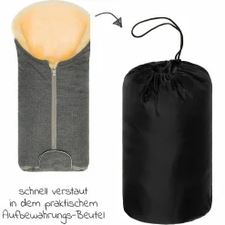 Universal Lammfell-Fußsack für Babyschale & Babywanne - Melange Hellgrau