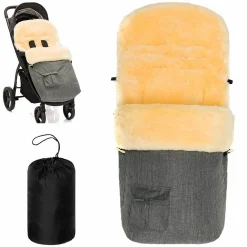 Universal Lammfell-Fußsack für Kinderwagen & Buggy - Melange Hellgrau