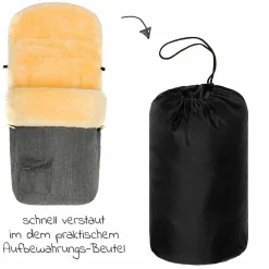 Universal Lammfell-Fußsack für Kinderwagen & Buggy - Melange Hellgrau