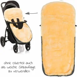 Universal Lammfell-Fußsack für Kinderwagen & Buggy - Melange Hellgrau