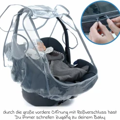 Universal Regenschutz für Babyschale mit Reißverschluss (z.B. Maxi-Cosi, Cybex, Römer)