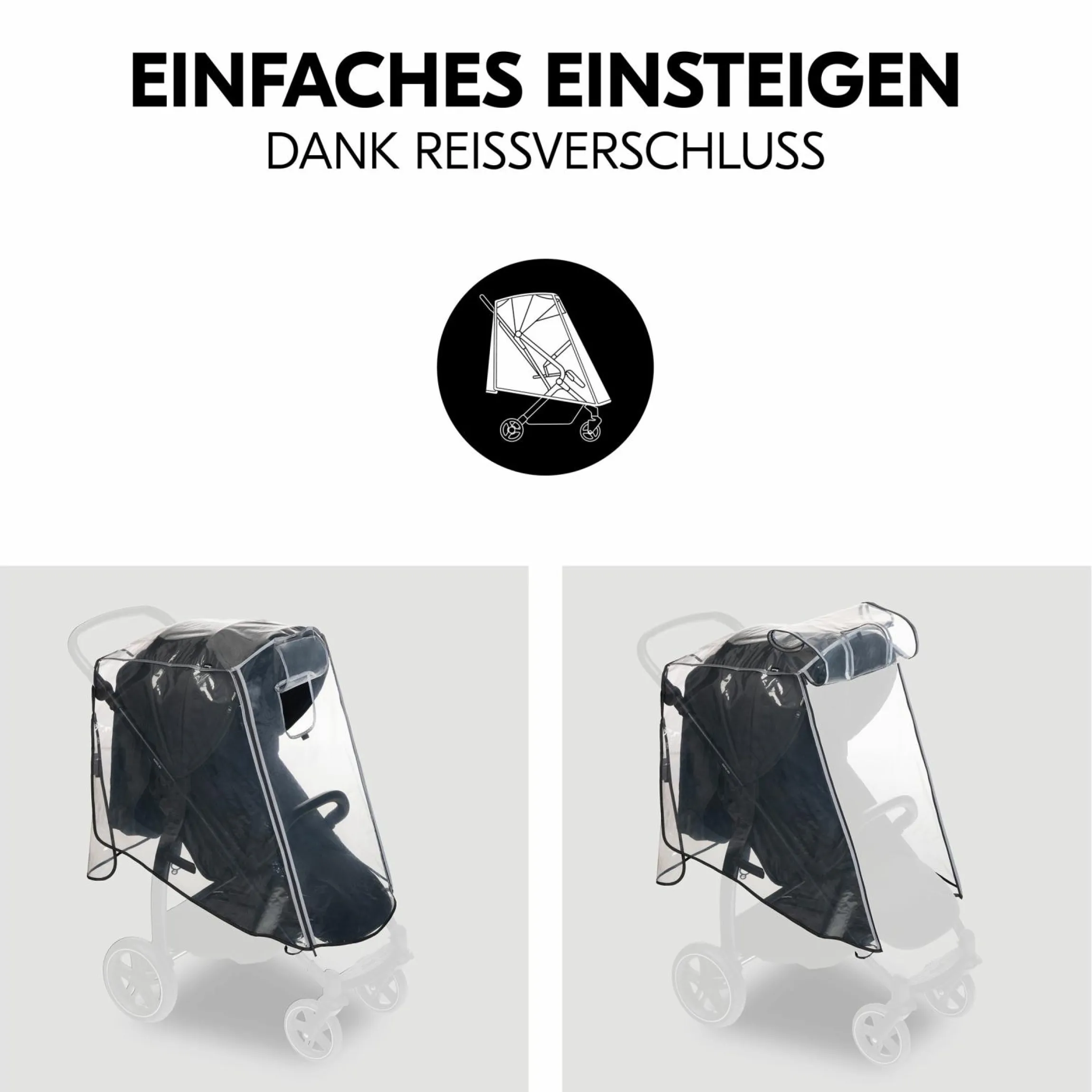 Universal Regenschutz mit großer Frontöffnung für Buggys & Kinderwagen