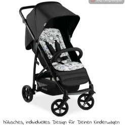Universal Sitzauflage für Kinderwagen und Buggy (atmungsaktive Baumwolle) - Floral Grey