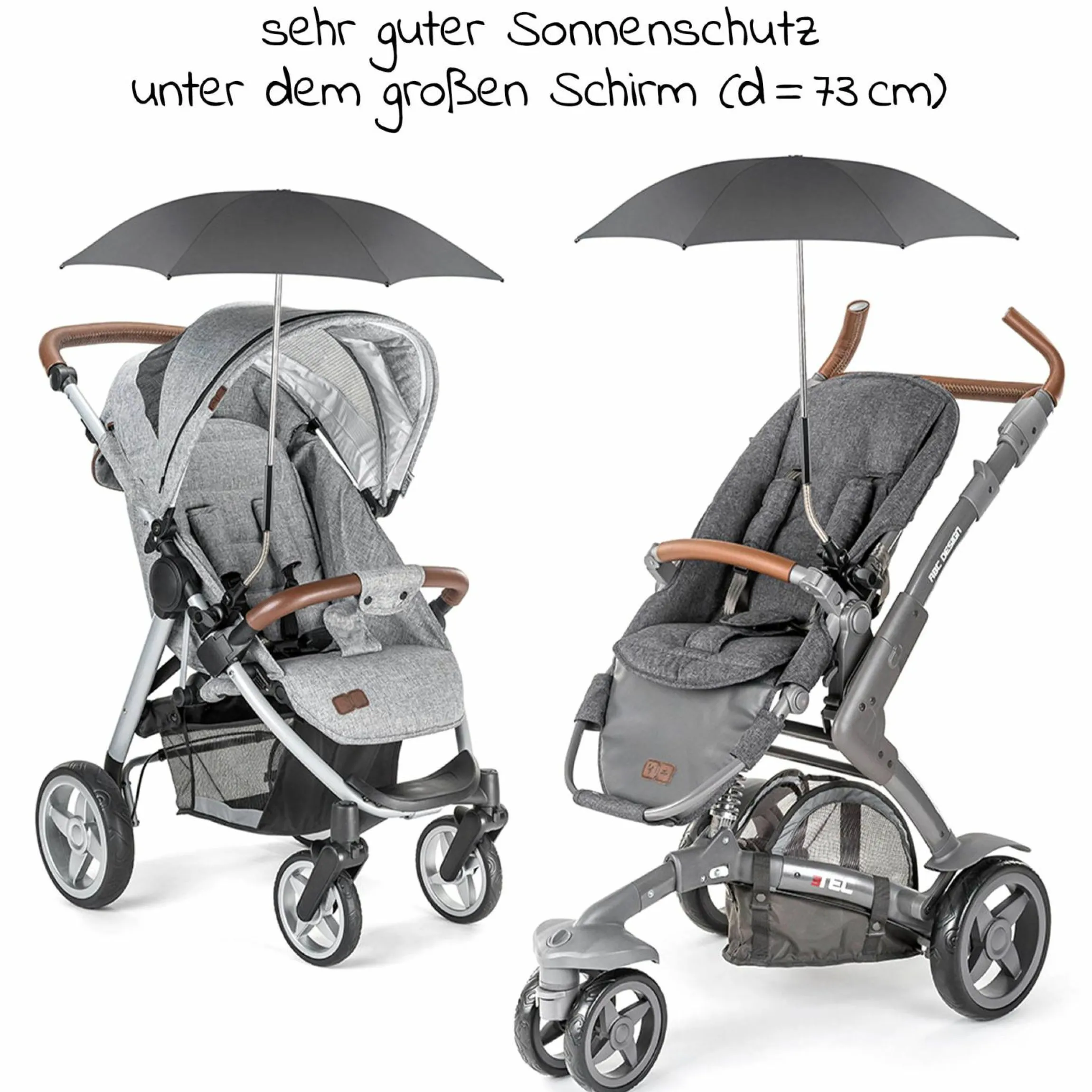 Universal Sonnenschirm für Kinderwagen und Buggy - Schwarz