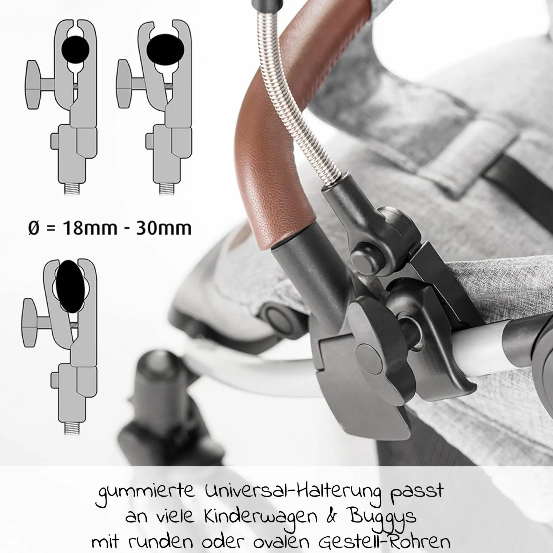 Universal Sonnenschirm für Kinderwagen und Buggy - Schwarz