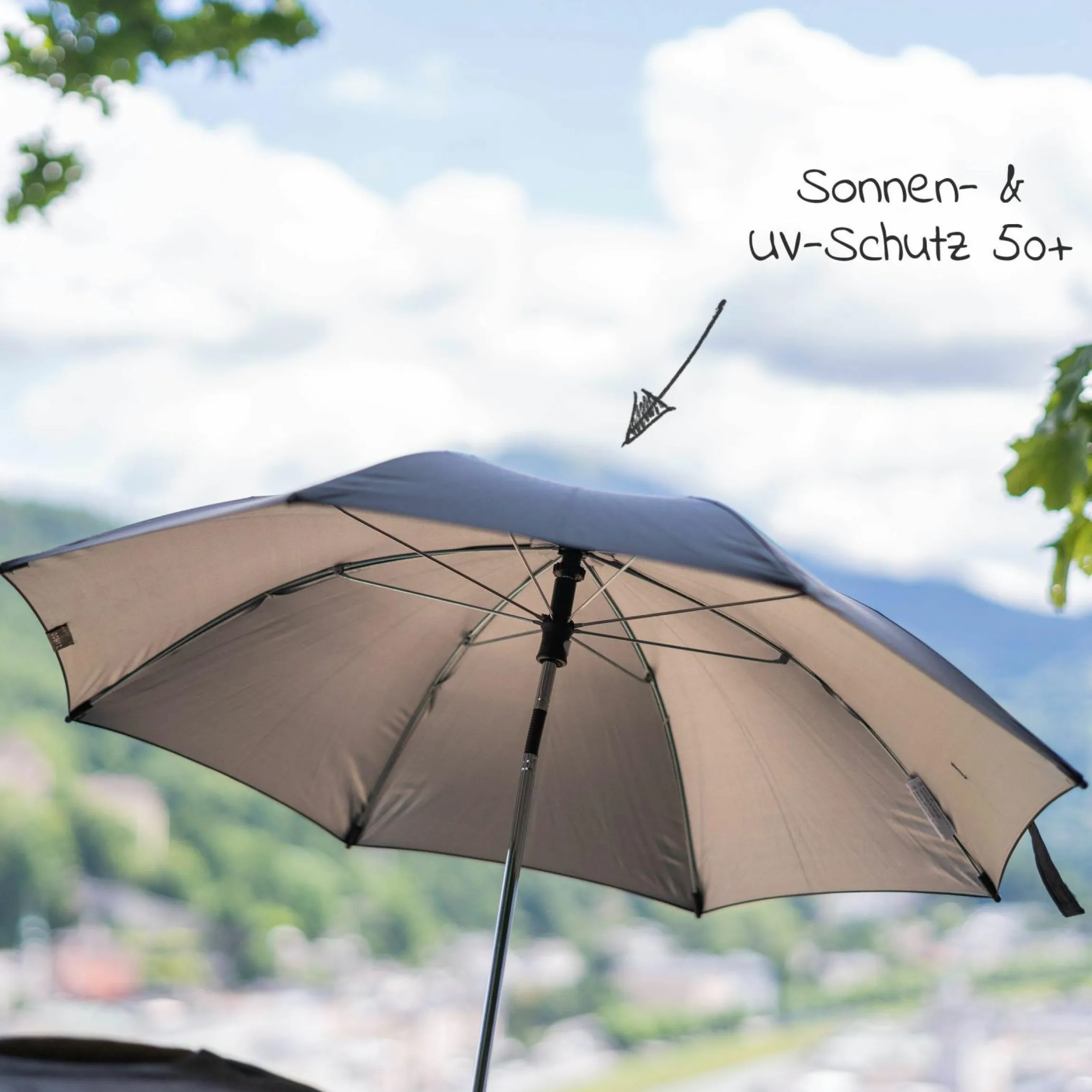 Universal Sonnenschirm für Kinderwagen und Buggy - Schwarz
