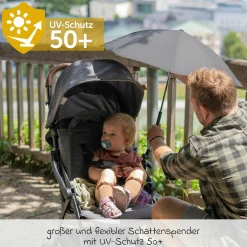Universal Sonnenschirm für Kinderwagen und Buggy - Grau