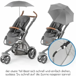 Universal Sonnenschirm für Kinderwagen und Buggy - Grau