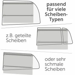 Universal Sonnenschutz Slide & Shade mit Vorhangfunktion - Doppelpack - Dunkelgrau