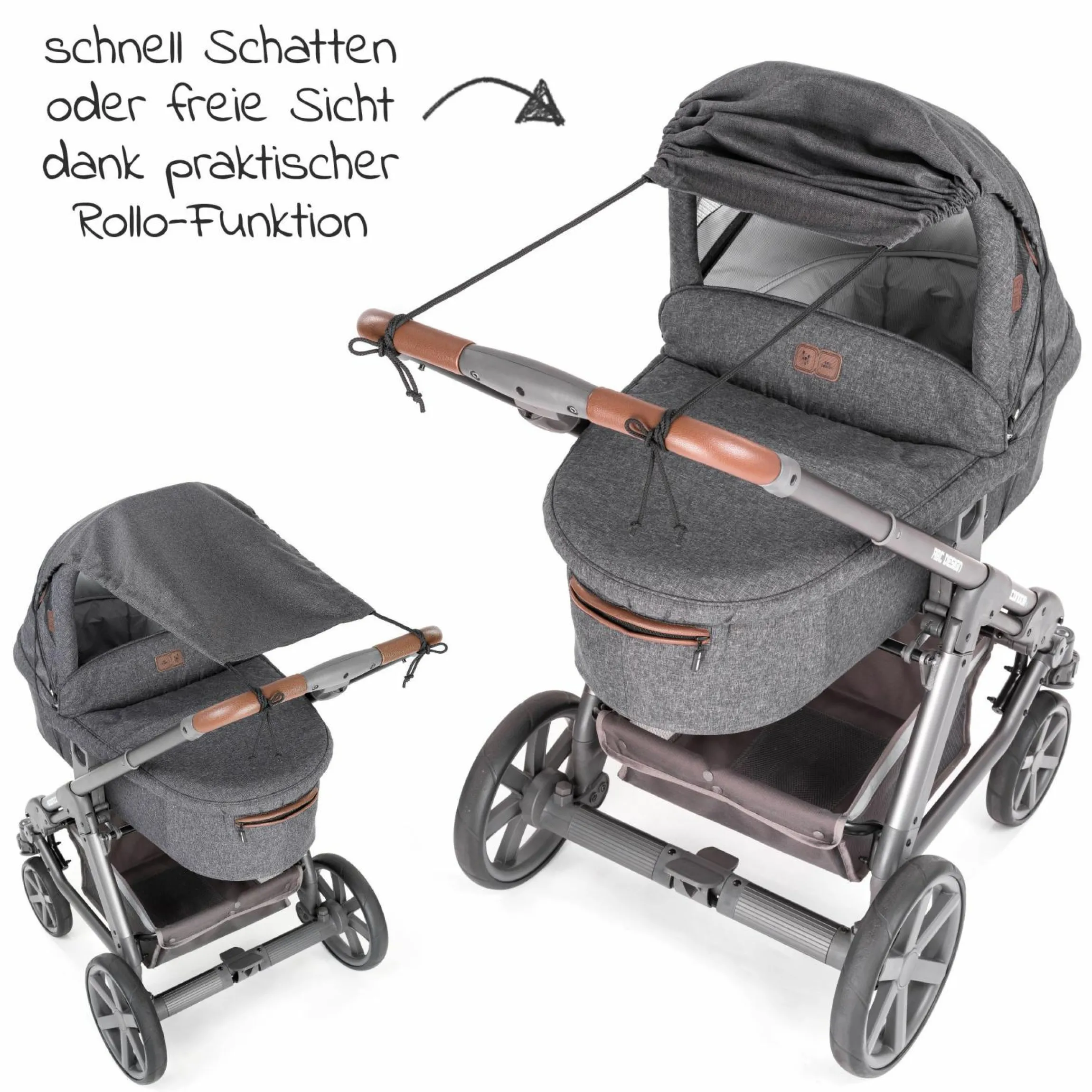 Universal Sonnensegel Deluxe für Kinderwagen und Buggy - Grau